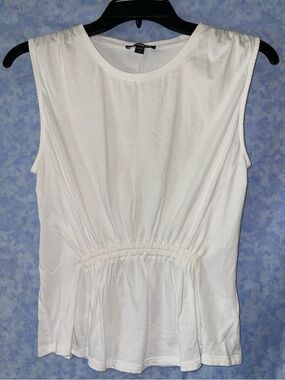 Express White Sleeveless Gathered Waist Tank